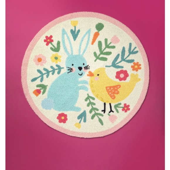 3ft Round Bunny And Bird Patterned Accent Rug - Picture 1 of 3